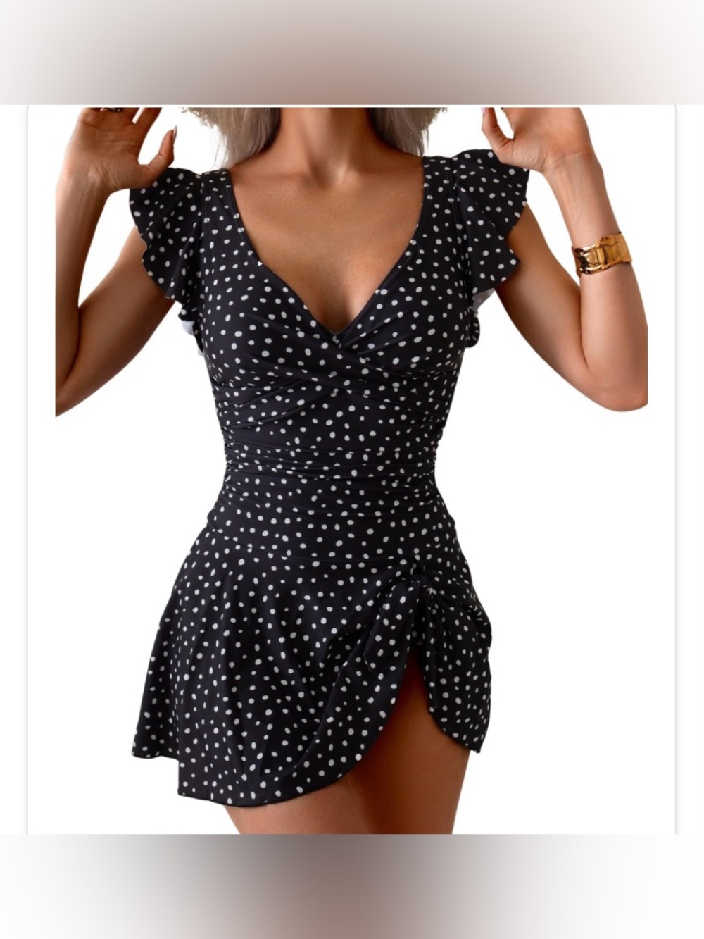Aidonger One Piece Swimdress Tummy Control Ruffle Swimsuit